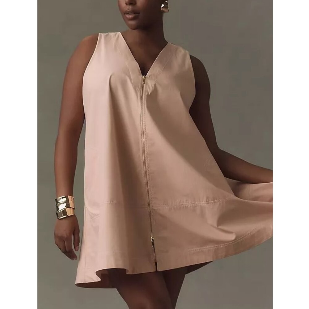 By Anthropologie The A-Line Mini Dress Neutral 100% Cotton 2X